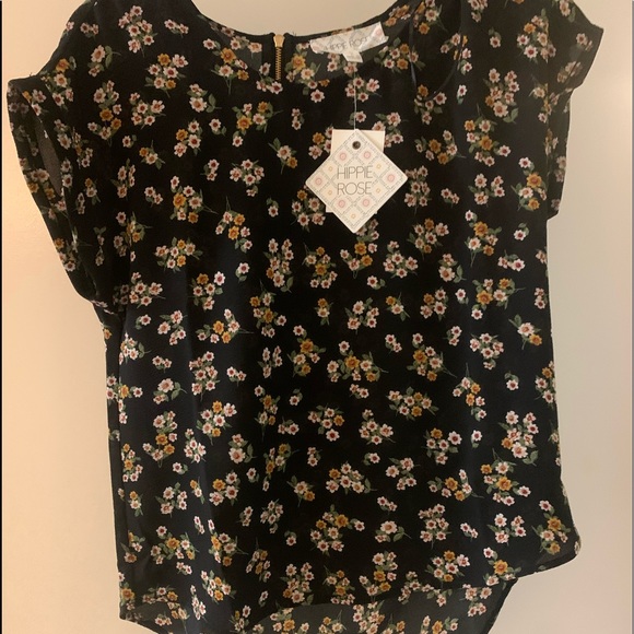 Tops - Black floral top